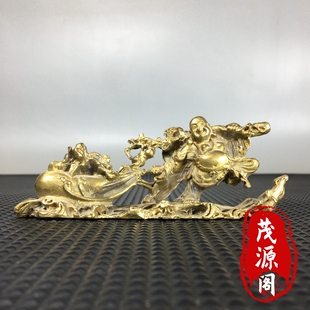 古玩纯铜弥勒佛摆件黄铜布袋和尚福满乾坤袋大肚笑佛家居装饰摆件