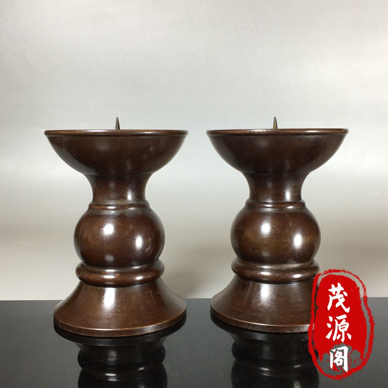 复古老式蜡烛台纯铜包浆香薰蜡烛托盘底座家居客厅蜡烛台装饰摆件