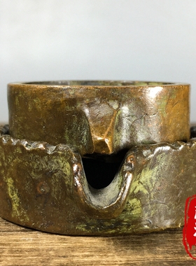 仿古老物件纯铜时来运转磨盘摆件倒流香插室内茶道桌面装饰品招财