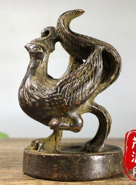 纯铜实心雕刻朱雀印章老物件招财转运老铜章包老旧货老铜器镇尺
