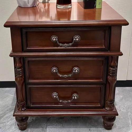 美式实木床头柜整装收纳