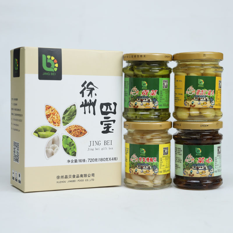晶贝徐州四宝小礼盒银杏仁/贡菜/糖蒜菜心下饭菜工厂直供徐州特产