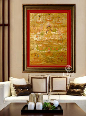 绿度母菩萨佛像颜料装饰画挂画