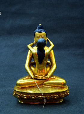 上行道铜摆件中式书房鎏金普贤王