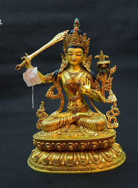 上行道摆件中式书房手工文殊菩萨