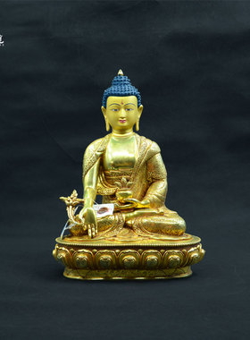 上行道佛摆药师件尼泊尔手工铜鎏金雕花客厅书房复古工艺术品家居