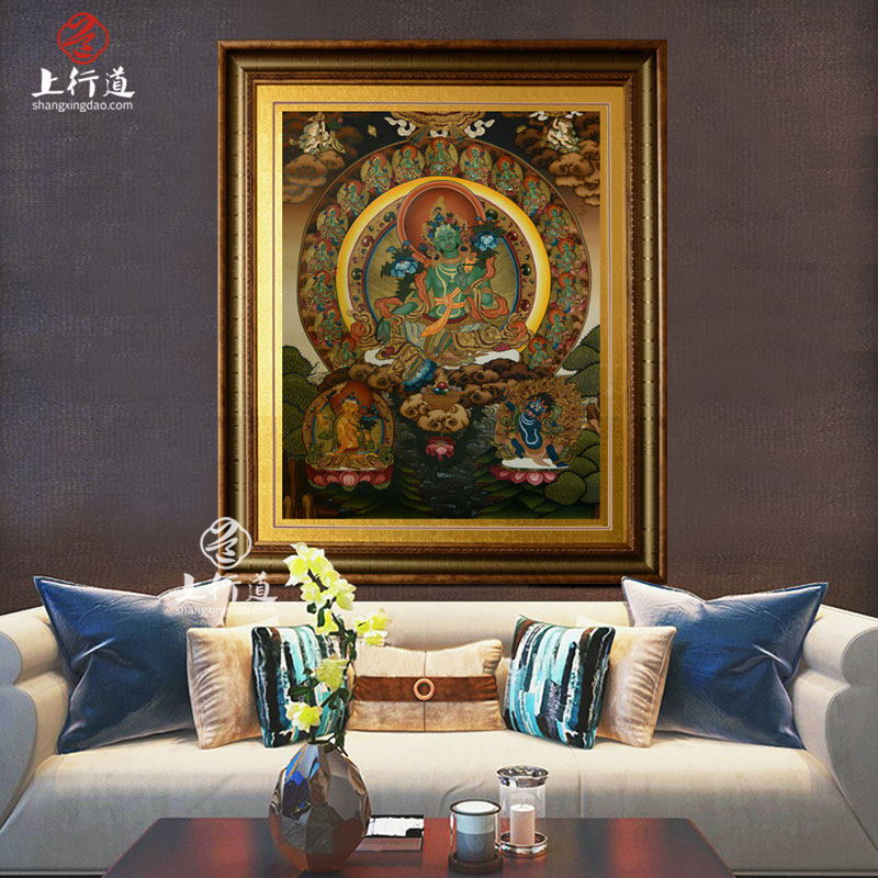 绿度母菩萨彩绘颜料佛像唐卡画