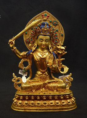 白度母文殊菩萨雕花尼泊尔手工
