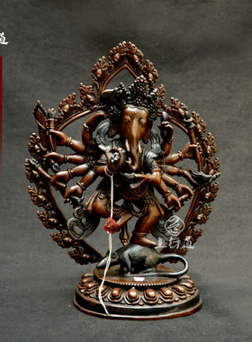 摆件象鼻财神佛堂玄关尼泊尔手工