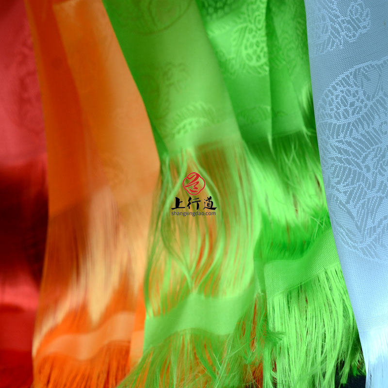 上行道真丝绣花八吉祥五色哈达精美西藏藏族饰品蒙古藏族用品批量