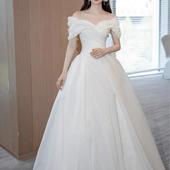 法式 缎面主婚纱结婚旅拍出门纱简约显瘦 一字肩轻婚纱新娘2026新款