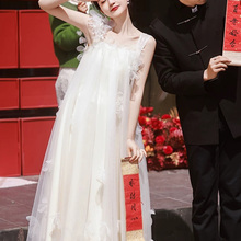 新娘轻婚纱晨袍森系超仙吊带轻礼服韩式旅拍结婚孕妇可穿订婚120