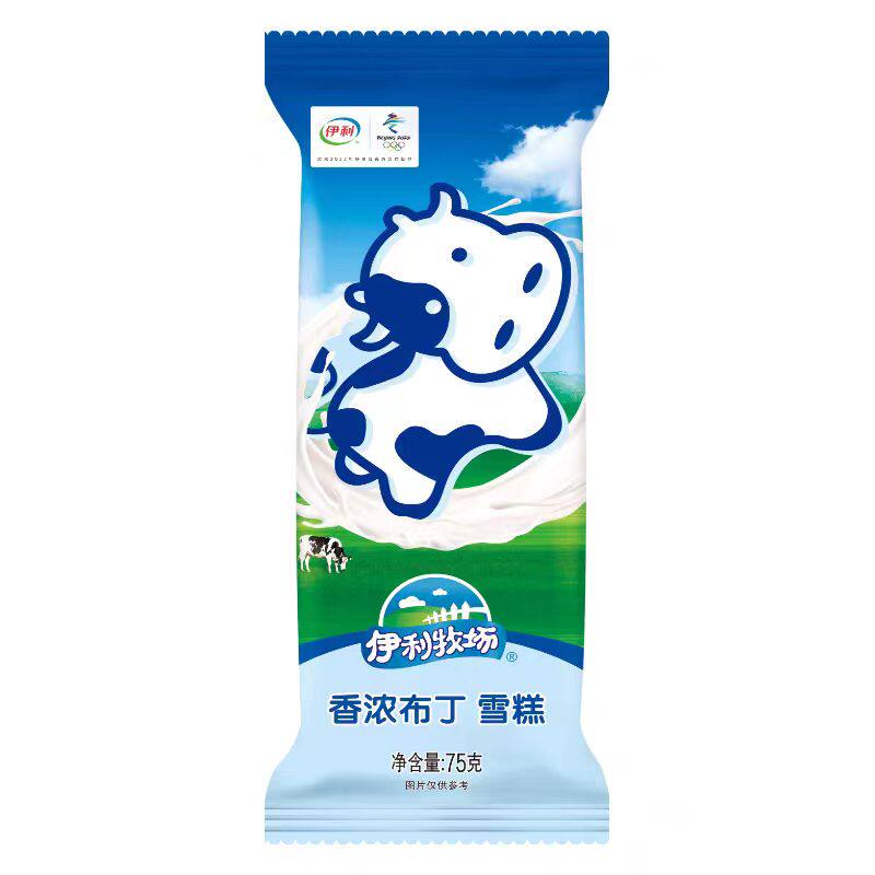 伊利牧场新香浓布丁雪糕精品牛奶味加量装冰淇淋 75g5支冰激凌