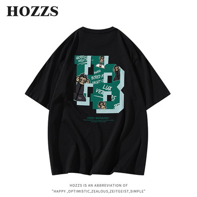 HOZZS/汉哲思涂鸦立体字母短袖