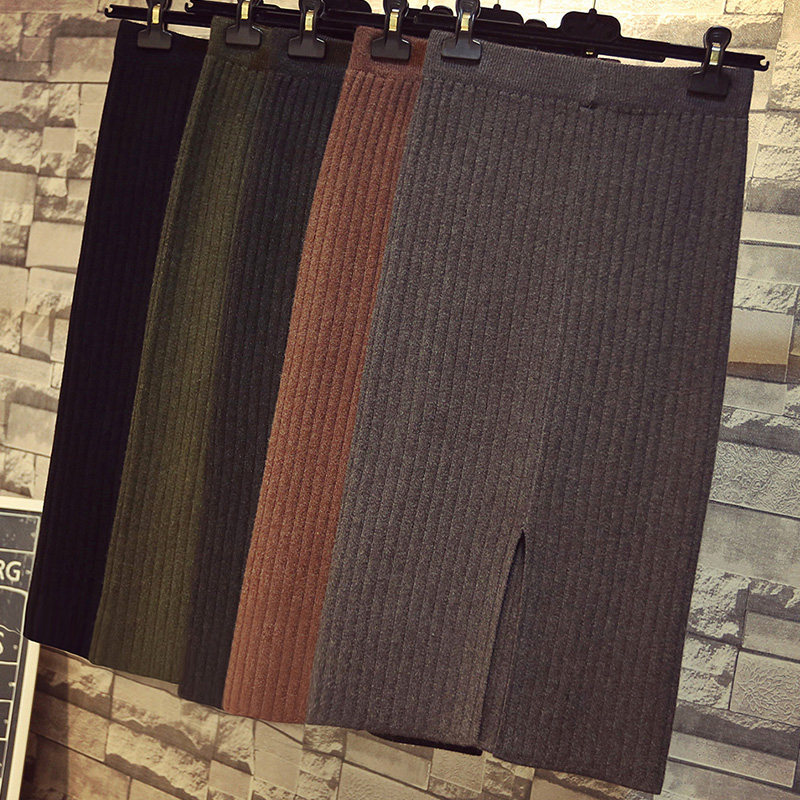春秋季女装针织半身裙毛衣裙一步裙高腰包臀裙中长款开叉裙打底裙|ruв категории Женская одежда, юбка - от Buy2taobao.com для оказания профессиональной услуги покупки агента Taobao
