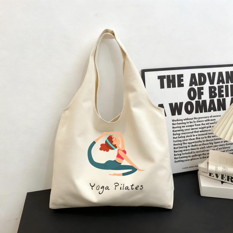 猫猫米亚瑜伽馆YOGA普拉提PILATES大容量女款棉帆布包袋定制订做图片