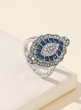 华杰 wish跨境热卖奢华托帕石戒指 欧美流行时尚女性订婚戒指饰品