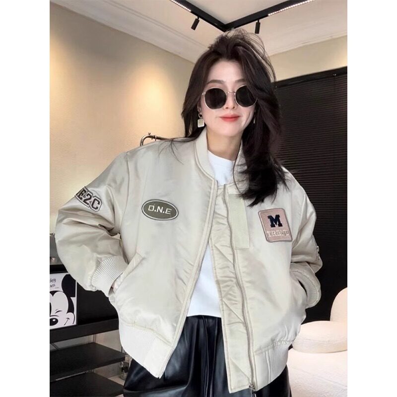 美式棒球服女春秋2025新款欧货洋派宽松显瘦爆款夹克短版风衣外套