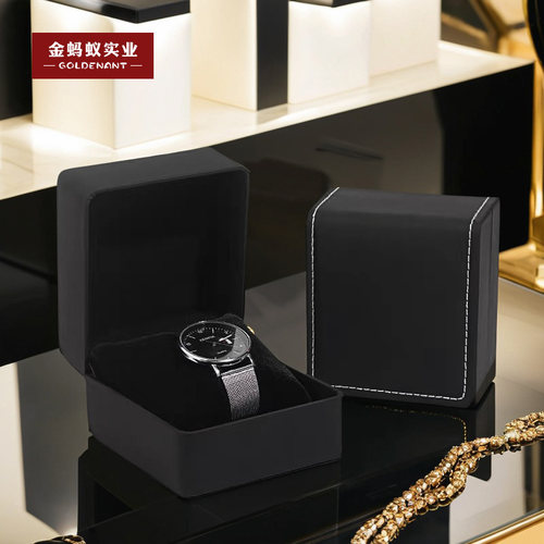 高级手表盒黑色磨砂pu单个定制