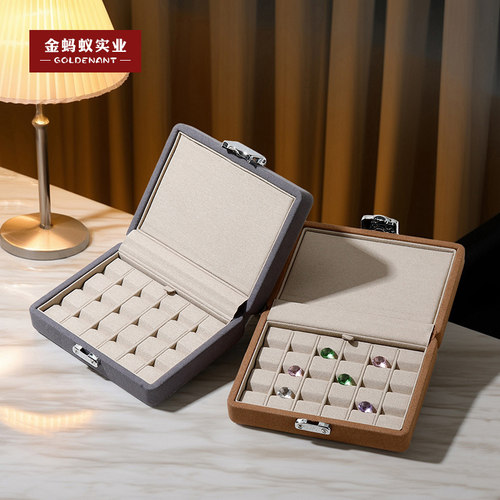 金蚂蚁钻石收纳盒按扣加隔层棉可拆卸首饰盒裸石宝石珠宝看货盘