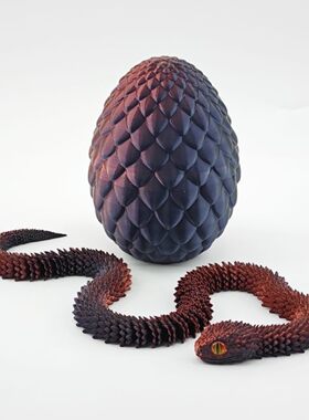 3D打印水晶蝰蛇蛇蛋旋转透明蛇蛋便宜逼真摆件网红摆摊男女孩礼