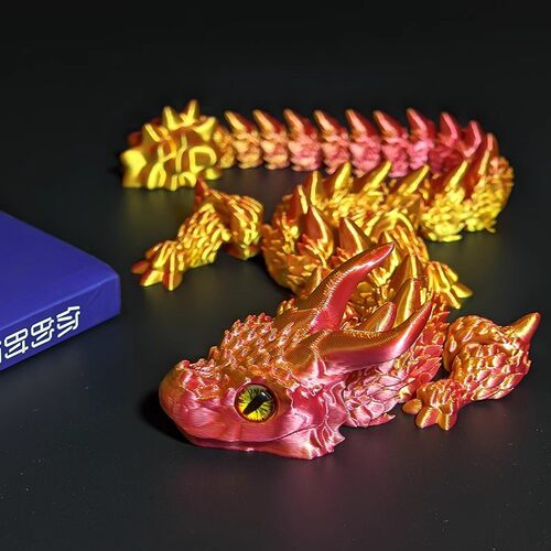 全身关节可动鳞甲龙3D打印喷火龙儿童水晶龙摆件中国龙仿真玩具