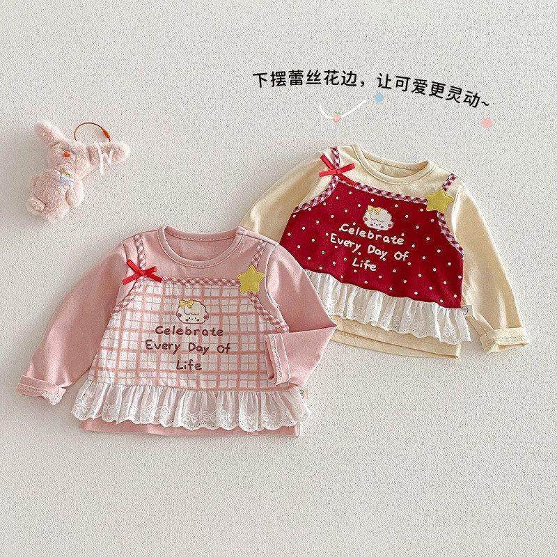 贴布春季2026卡通宝宝时尚洋气上衣假两件图案年卫衣女宝宝新款潮,童装/婴儿装/亲子装,T恤,淘宝优惠券,粉丝福利购,淘宝优惠卷