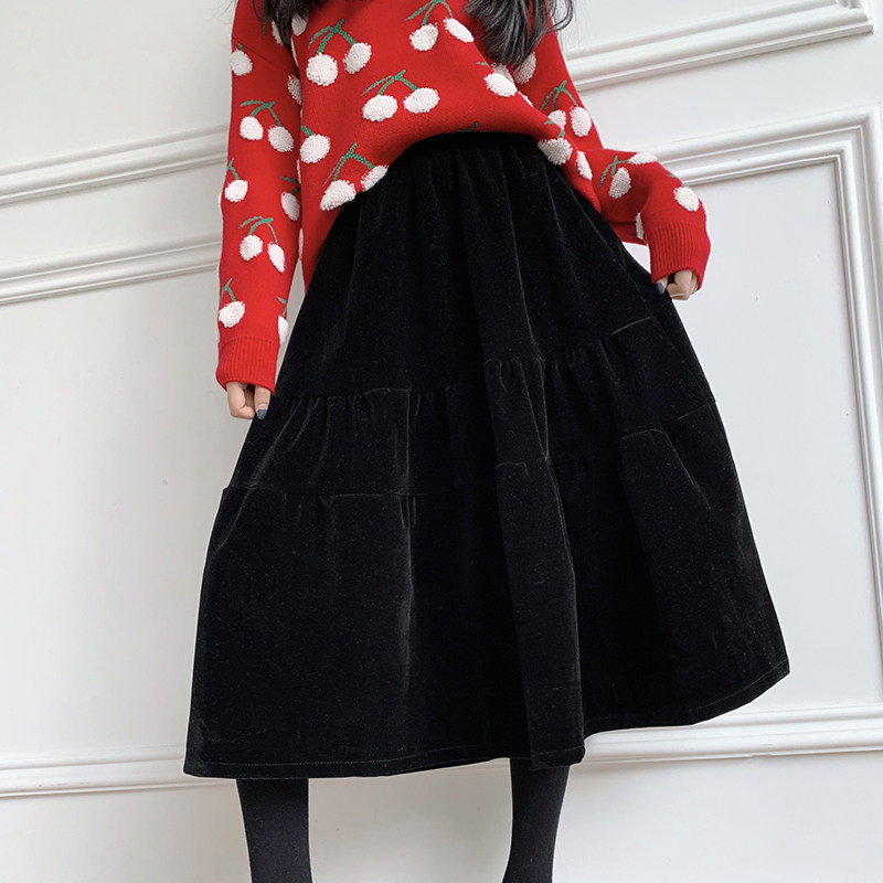 VEGA VESTURE Soft sweets designer Versatile velvet Half skirt 2021 New Early Springin the Women's clothing/Boutique , Skirts  category - from Buy2taobao.com to provide professional Taobao agent buy service