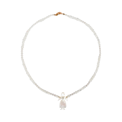 Unlogical Poem轻复古天然贝母雕刻Choker锁骨项链 2款