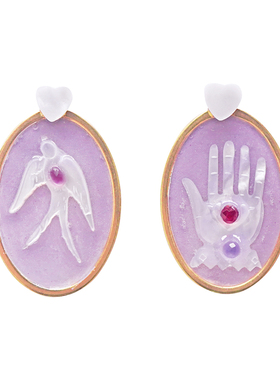 Unlogical Poem 小众手作贝母复古椭圆形耳夹 多款