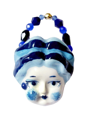 Unlogical Poem 复古童趣手绘娃娃头蓝系弹力戒指