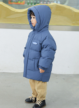 巴贝2025新款儿童羽绒服男童中长款韩版洋气加厚宝宝小童保暖童装