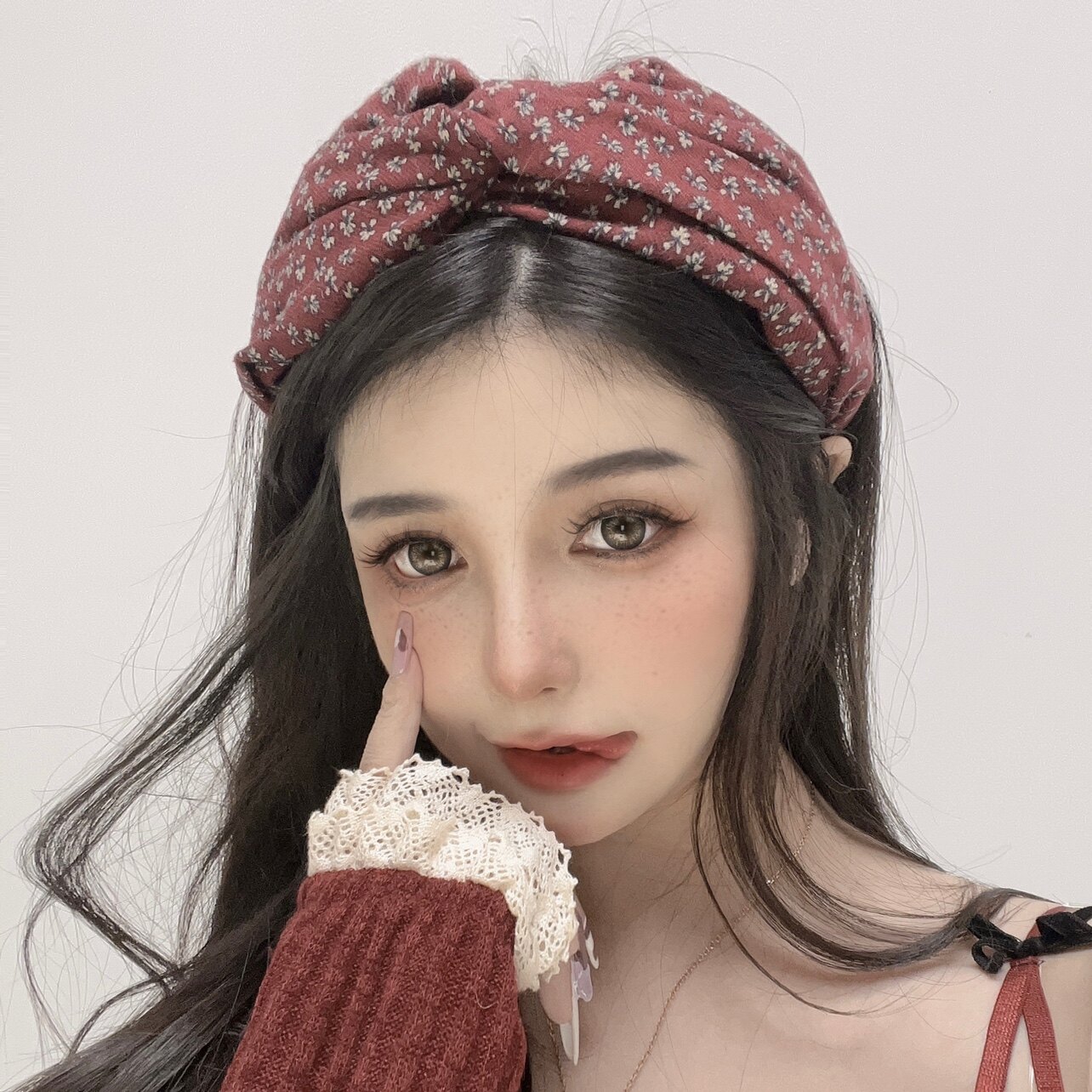韩版头箍女 甜美复古网红头饰复古布艺交叉发卡 碎花宽边发箍