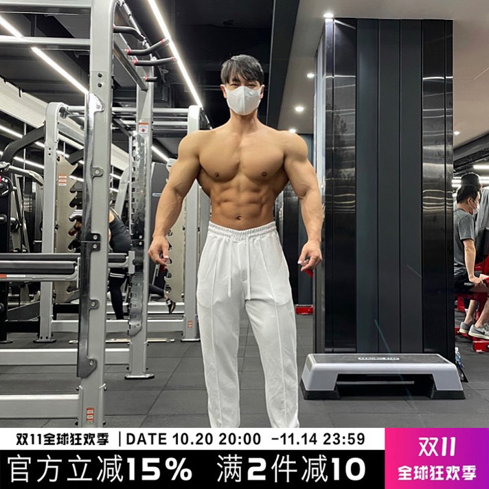 春秋季新款运动长裤男美式直筒宽松垂感休闲健身训练百搭灰色卫裤