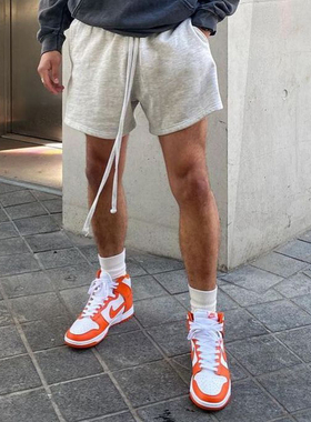 fog短裤美式高街运动四分裤宽松灰色纯棉休闲裤抽绳不过膝