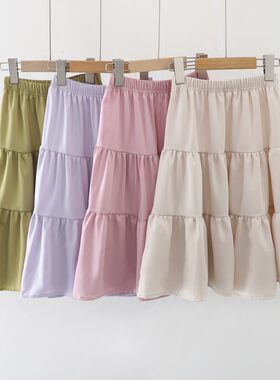 韩系女童半身裙夏季冰丝蛋糕裙子