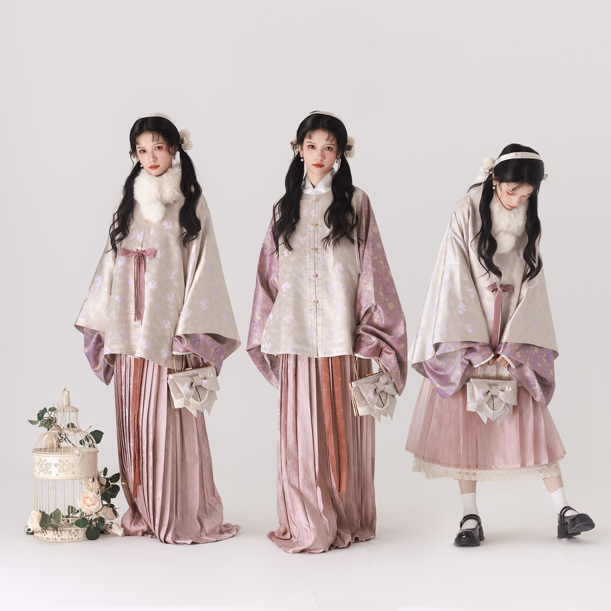 【上遥居】桃夭 明原创汉服女粉色少女系秋冬圆领对襟披袄比甲