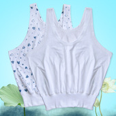 纯棉中老年女士背心柔软透气薄款 白色打底小背心全棉