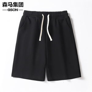 森马集团GSON纯棉运动短裤男2024新款夏季宽松中裤纯色五分裤潮流