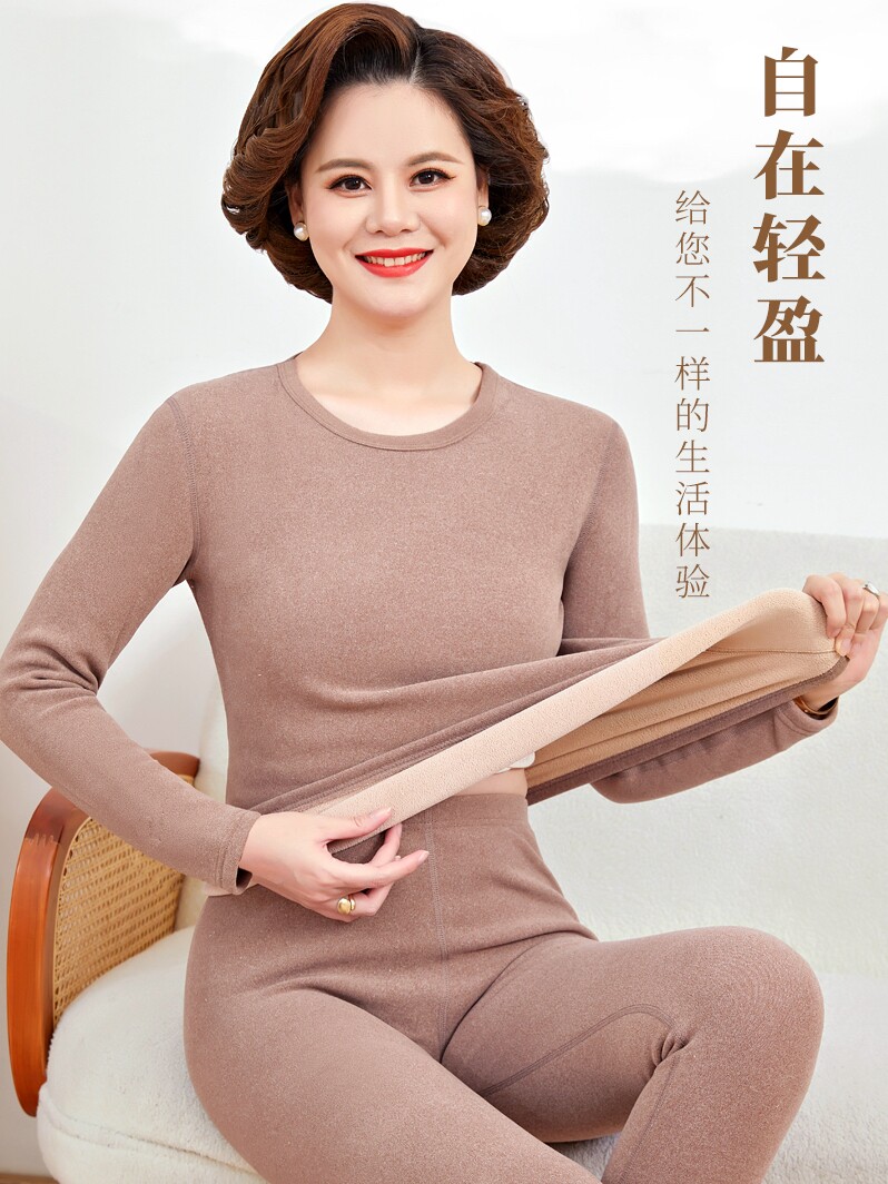 중노인 여성을 위한 보온 속옷에 벨벳과 두꺼운 양복 어머니의 가을 옷 가을 바지 바닥면 스웨터 겨울