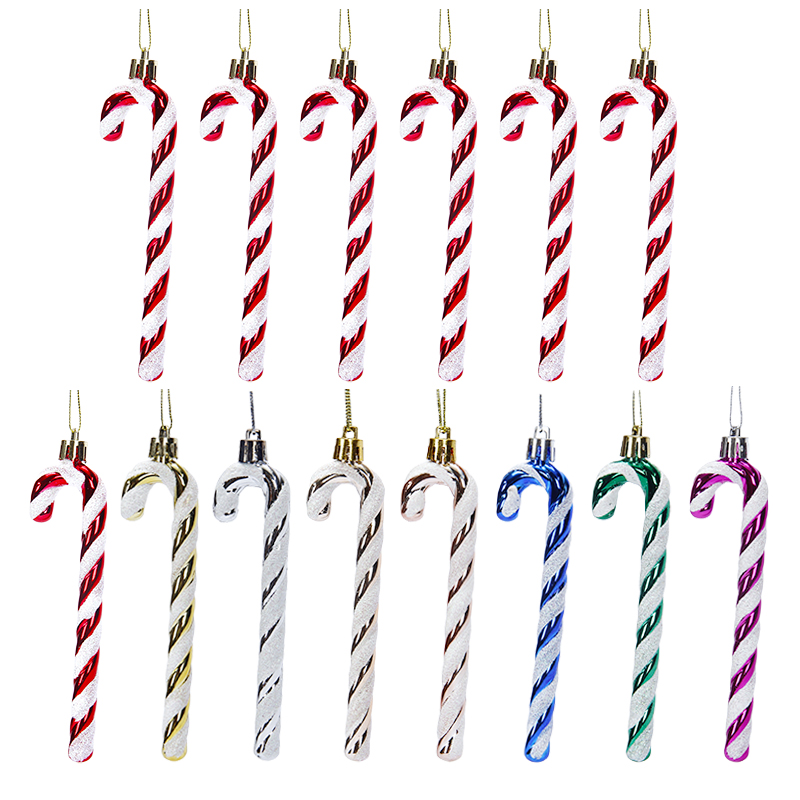 跨境圣诞小挂件13cm亮光拐杖彩绘盒装圣诞树挂件圣诞装饰圣诞礼物