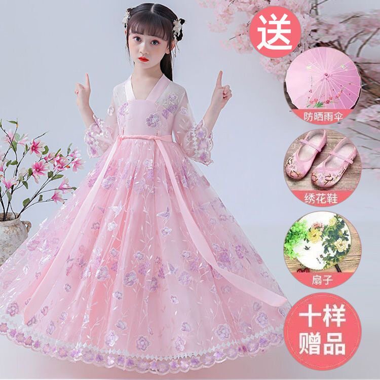 女童汉服连衣裙夏装2026新款古装薄款纱裙儿童裙子夏季女孩公主裙