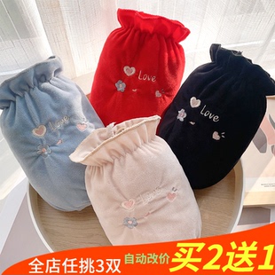 冬天毛绒短款袖套可爱蝴蝶学生护套袖头办公防脏成人羽绒服手袖女