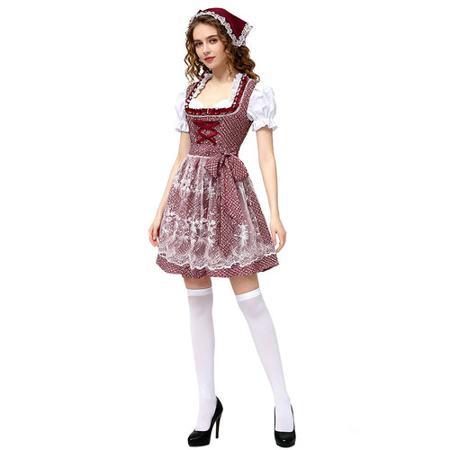 S-5XL巴伐利亚少女德国啤酒节服装慕尼黑传统女仆连衣裙万圣节