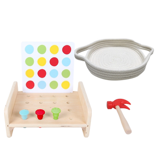 贝乐多EDUcare彩钉敲敲乐儿童木制积木拼图敲钉子双面敲打工作台