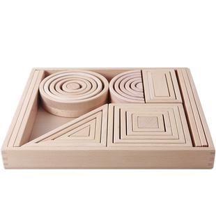 几何形状认知大小套叠玩具木质3+贝乐多VIVAIO几何体灵感积木套装