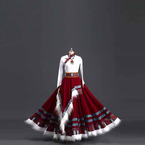 新款藏族舞蹈演出服女童藏式