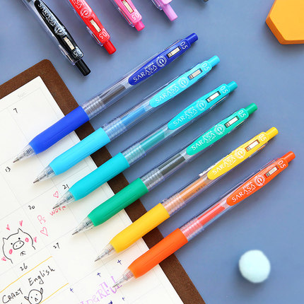 日本ZEBRA斑马JJ15彩色按动手帐中性笔水笔学生用签字笔黑色0.5mm啫哩笔果汁签字笔学生考试刷题用