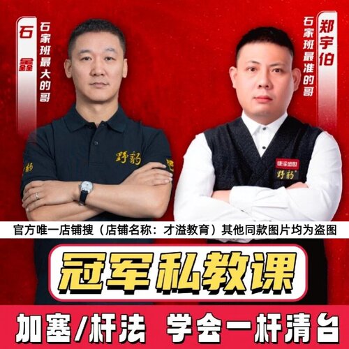 石鑫+郑宇伯：台球实战教学课程 新手快速提升 15天学会一杆清台