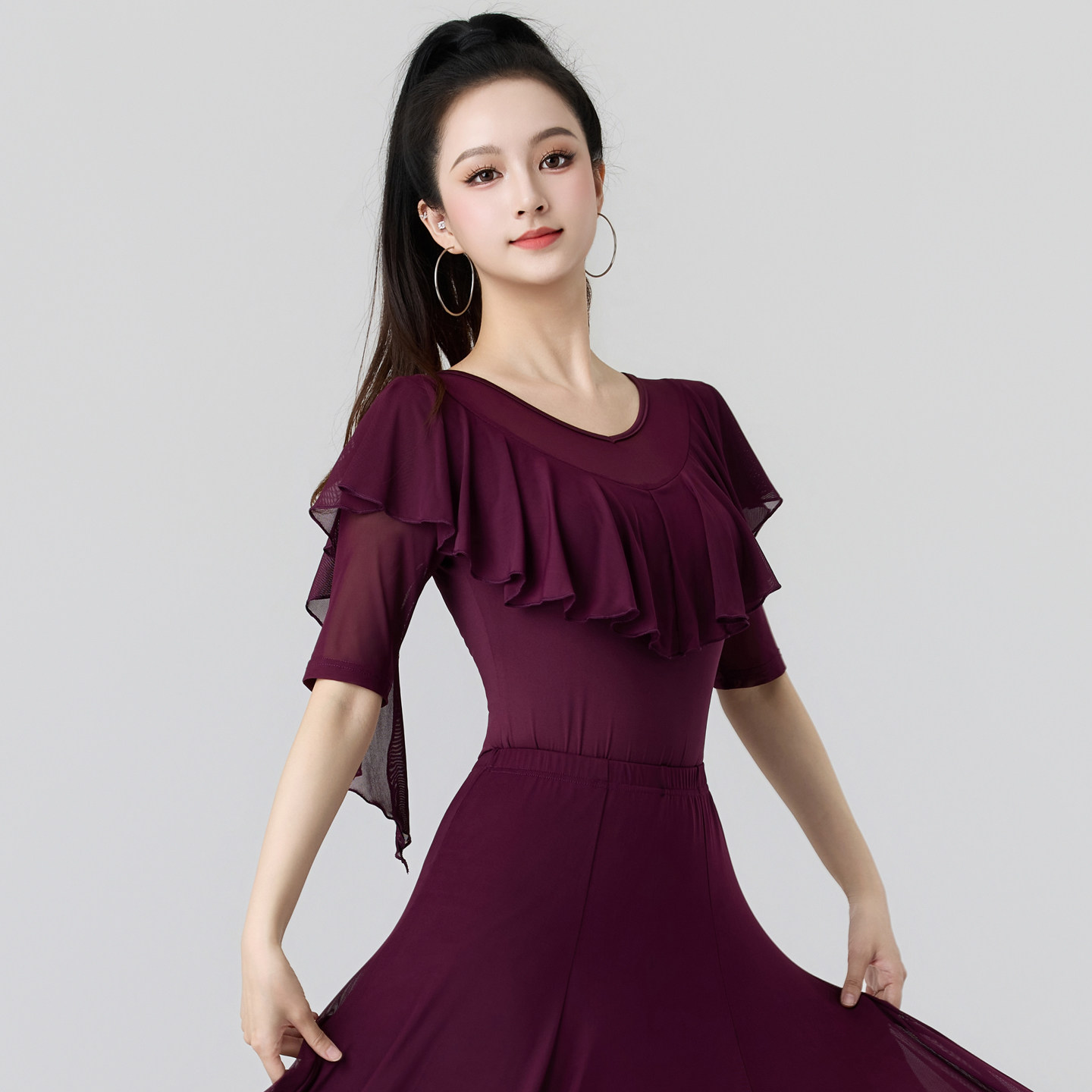 拉丁舞上衣女春秋季新款